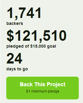 Example of Kickstarter pledge info